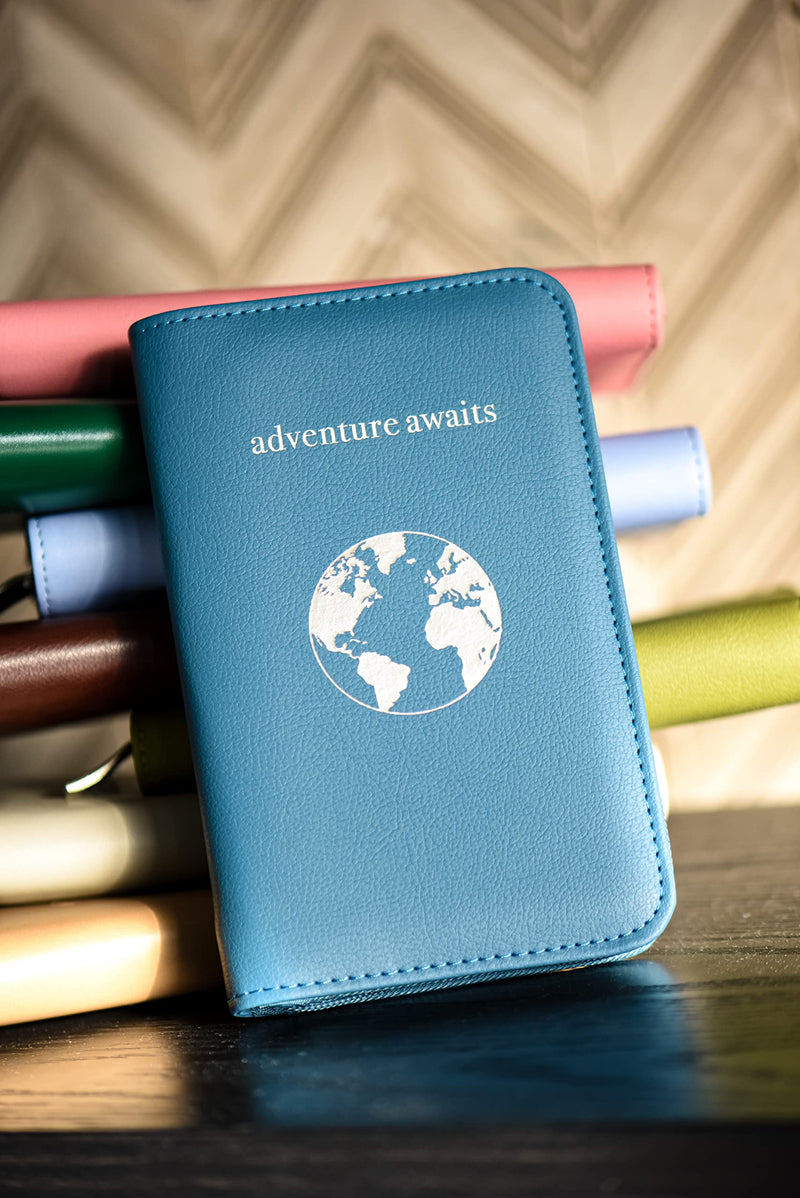 Phone Charging Passport Holder - Travel Wallet with Removable Power Bank holds money, cards, phone, travel docs- RFID Blocking - Compatible with All Phones - Travel Accessories Cerulean