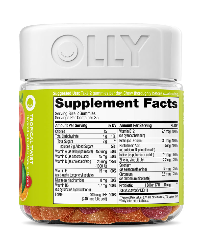 OLLY Multi + Probiotic Gummy Vitamin, Digestive & Immune Support*- 70 Count 1 Count (Pack of 70)