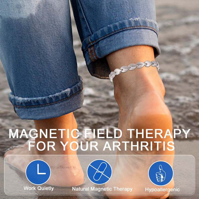 [Australia] - MagVIVACE Magnetic Anklet for Women for Arthritis, Titanium Stainless Steel Ankle Bracelet, 3500 Gauss Magnet, Mother's Day Gift (Stainless Steel Material) 