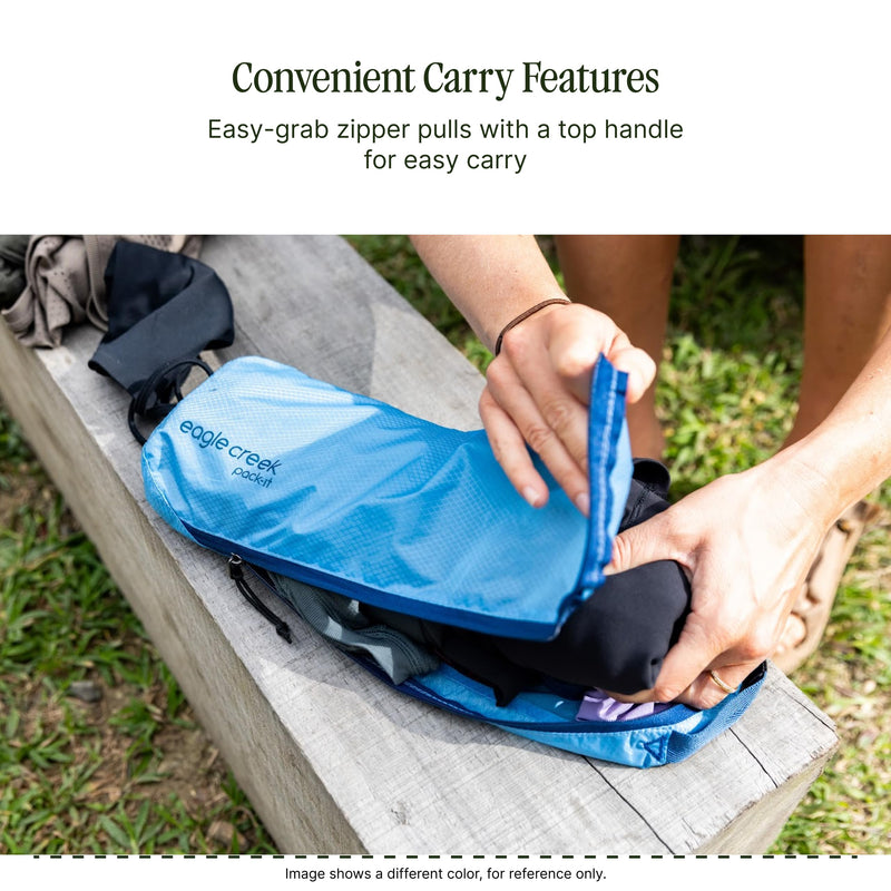 Eagle Creek Pack-It Reveal Slim Cube M/M/M Set - Minimalist Compact Travel Organizer for Hair Styling Tools, Belts & Small Items - Travel Accessories - Mandarin