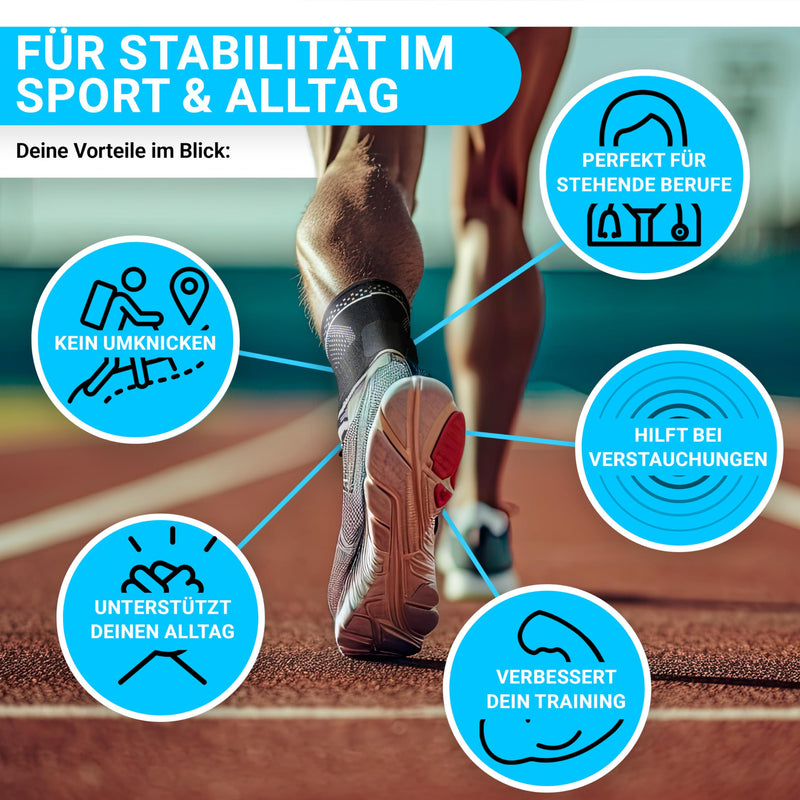 [Australia] - FitMedic ankle support | Professional foot bandage, adjustable and flexible Unisex ankle bandage for ankle joint, sports, football, Achilles tendon, ankle protection, joint pain against twisting, L, black 