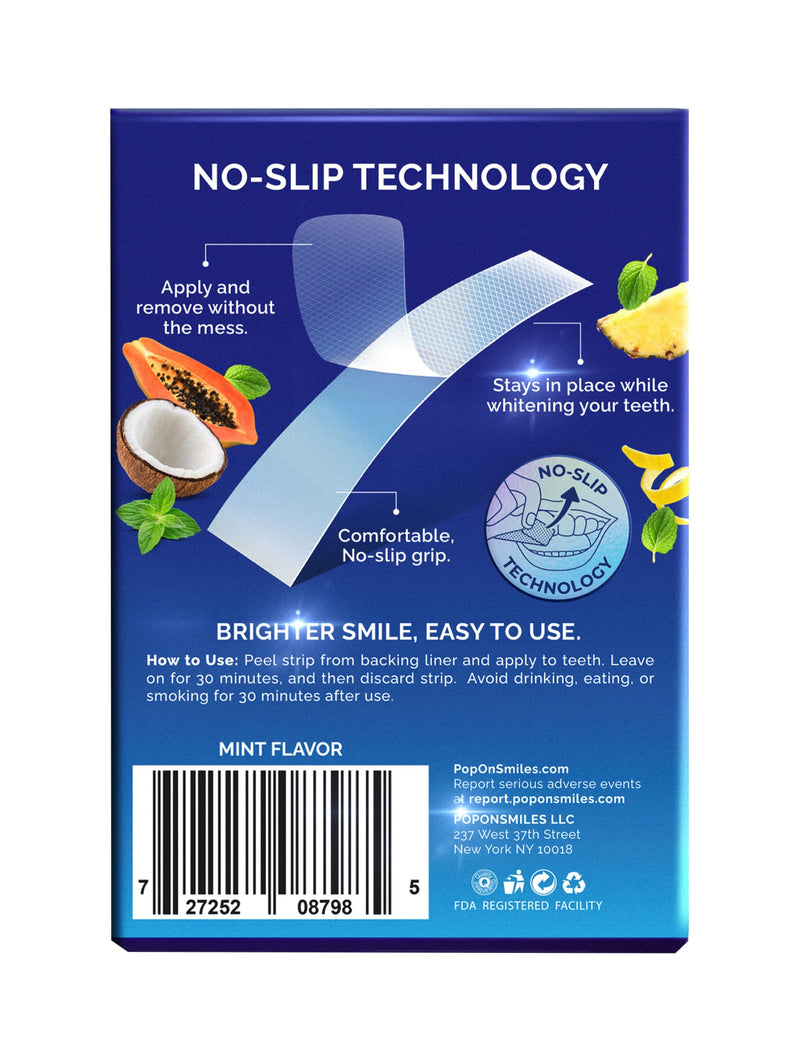 Teeth Whitening Strips for Sensitive Teeth & Gums, Mint — Peroxide Free & Enamel Safe with Coconut Oil for Gentle & Whiter Teeth — 7-Day Treatment White Strips with Non-Slip & Dry-Strip Technology