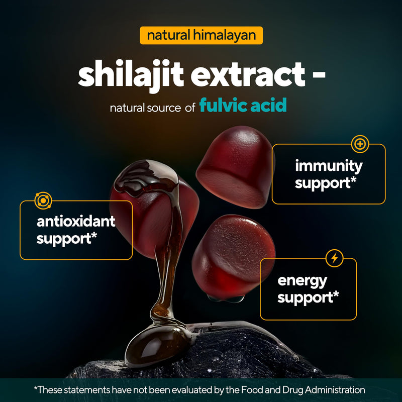 [Australia] - Himalayan Shilajit Gummies for Men & Women - Pure Shilajit for Men Gummies - Sugar Free Gummy Supplements with Fulvic Acid - Healthy Aging, Immune & Energy Support - 60 Count 60 Count (Pack of 1) 