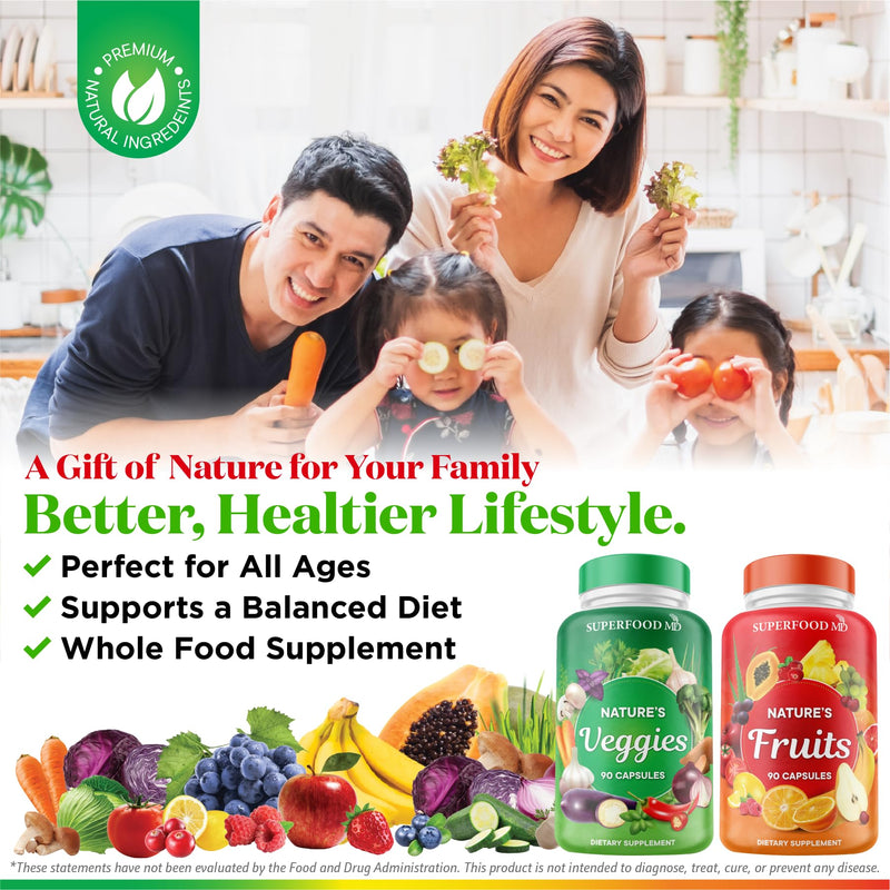 [Australia] - Superfood MD Fruits and Veggies Supplement - 90 Fruit and 90 Veggie Capsules - Supports Energy Levels, High Lycopene, Vitamins & Minerals -Made in The USA - 90 Count (Pack of 2) 90 Count (Pack of 2) 