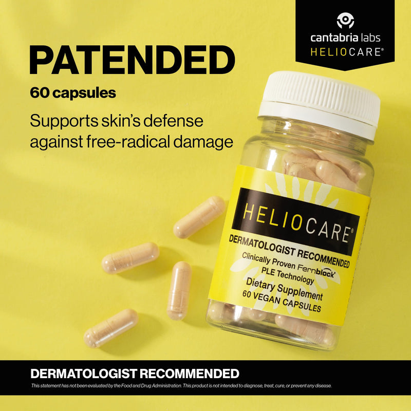 Heliocare Skin Care Dietary Supplement: 240mg Polypodium Leucotomos Extract Pills - Antioxidant Rich Formula with Fernblock and PLE Technology - 60 Veggie Capsules | Patented Skin Health Daily Antioxidant Clinically Proven to Fight Sun Damage & Reduce ...