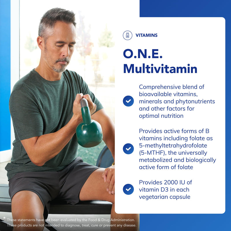 Pure Encapsulations O.N.E. Multivitamin - Comprehensive Once-Daily Multivitamin - with Vitamins A, B1, B2, B3, B5, B6, C, D, E, K, Folate & Selenium - 30 Capsules 30 count (Pack of 1)