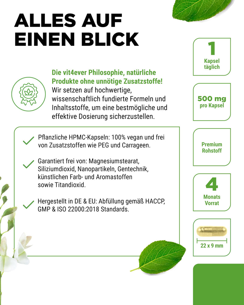 [Australia] - Quercetin - 500 mg - 120 capsules - 4 month supply - Premium: Natural 15:1 string tree flower extract with 95% quercetin content - High dosage - Vegan 