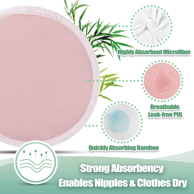 [Australia] - wegreeco Nursing Breast Pads (14 Pack) + Laundry Bag & Travel Storage Bag, 4.7 inch Option - Washable & Reusable Breastfeeding Nursing Pads (Mild, Large) Mild, Plain Shape 