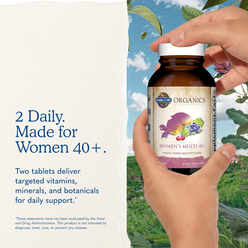 Garden of Life Multivitamin for Women 40 Plus, Organics Womens Vitamins, Hormone & Breast Health Support Blend, Vegan, 120 Tablets | Organic Womens Vitamins, Hormone & Breast Health Support Blend 120 Count (Pack of 1)