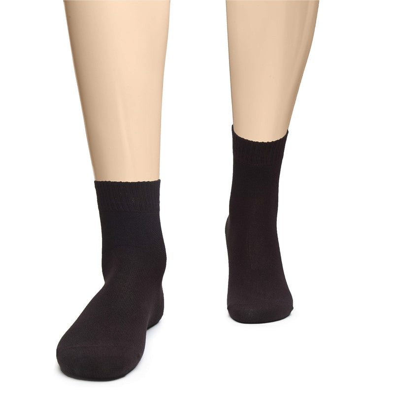 [Australia] - Hugh Ugoli Diabetic Socks for Men, Loose Ankle Socks, Bamboo, Extra-Wide, Thin, Seamless Toe, Non-Binding Top, 4 or 8 Pairs 11-13 04- Black (4 Pairs) 