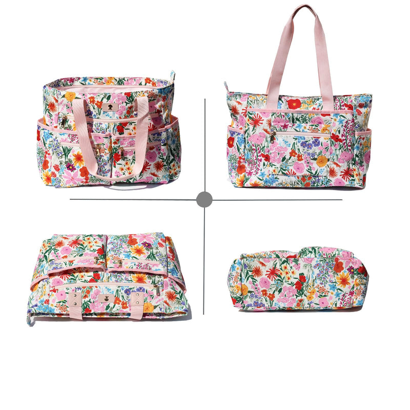 Weekender Bag Carry On Bag Overnight Tote Travel Duffle with 13 Pockets for Travel,Work，Gym,Beach,Teacher,Nurse Pink flower