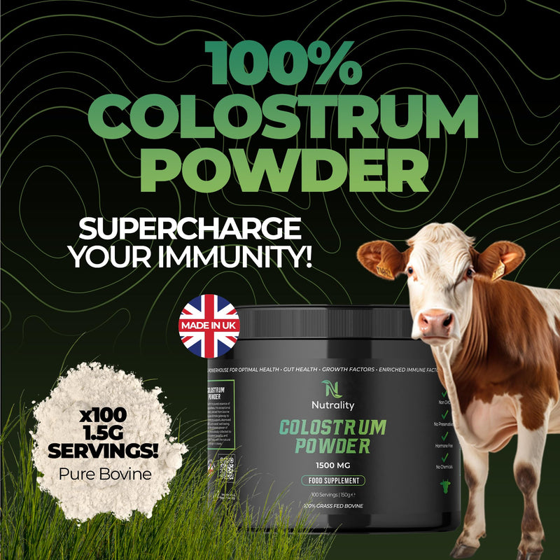 100% Bovine Colostrum Powder 1500mg | Gut Health | 100 Servings | Gut Health & Immune Support | Colostrum Supplement Men & Women | Gut Health Energy, Gut Repair & Human Parasite Detox