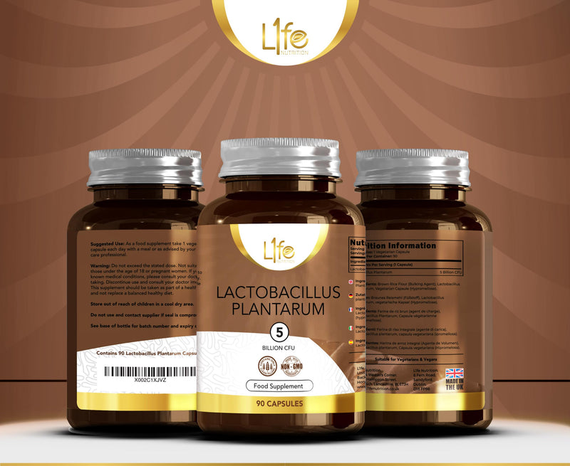 LN Lactobacillus Plantarum | 90 L-Plantarum Capsules - 5 Billion CFU High Strength Probiotic per Serving | Lactobacillus Probiotics | Non-GMO, Gluten & Allergen Free | Made in the UK