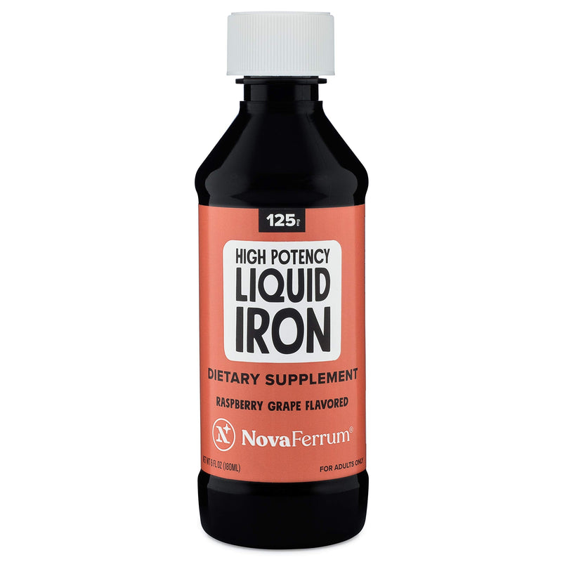 [Australia] - NovaFerrum Wow | 125 High Potency Liquid Iron Supplement | Liquid Iron for Adults | Iron Deficiency | 125mg of Iron Per 5mL Dose | Vegan Verified | Gluten Free Certified | Sugar Free 6 Fl Oz (Pack of 1) 