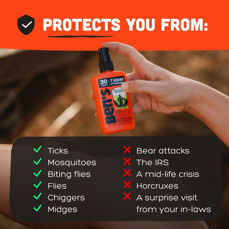 [Australia] - Ben's Tick & Insect Repellent - Travel Size Bug Spray with 30% DEET for Mosquitoes, Ticks & More - Up to 7 Hours of Protection - Fragrance-Free - 3.4 Fl Oz (4 Pack) 3.4 Ounce (4 Pack) 