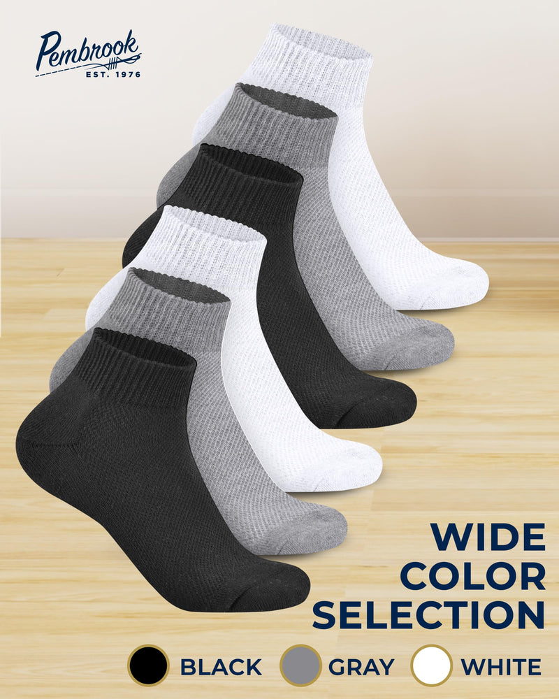 [Australia] - Pembrook Ankle Diabetic Socks for Women and Men - 6 Pairs | Low Cut Neuropathy Socks for Women | Smooth Toe Seams Large 2 White / 2 Gray / 2 Black - 6 Pairs 