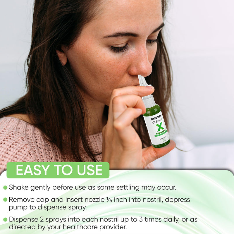 BioFilm Clear-X Nasal Spray with EDTA, Xylitol and Grapefruit Seed Extract, 2 fl oz 60 ml, 500 Sprays per Bottle