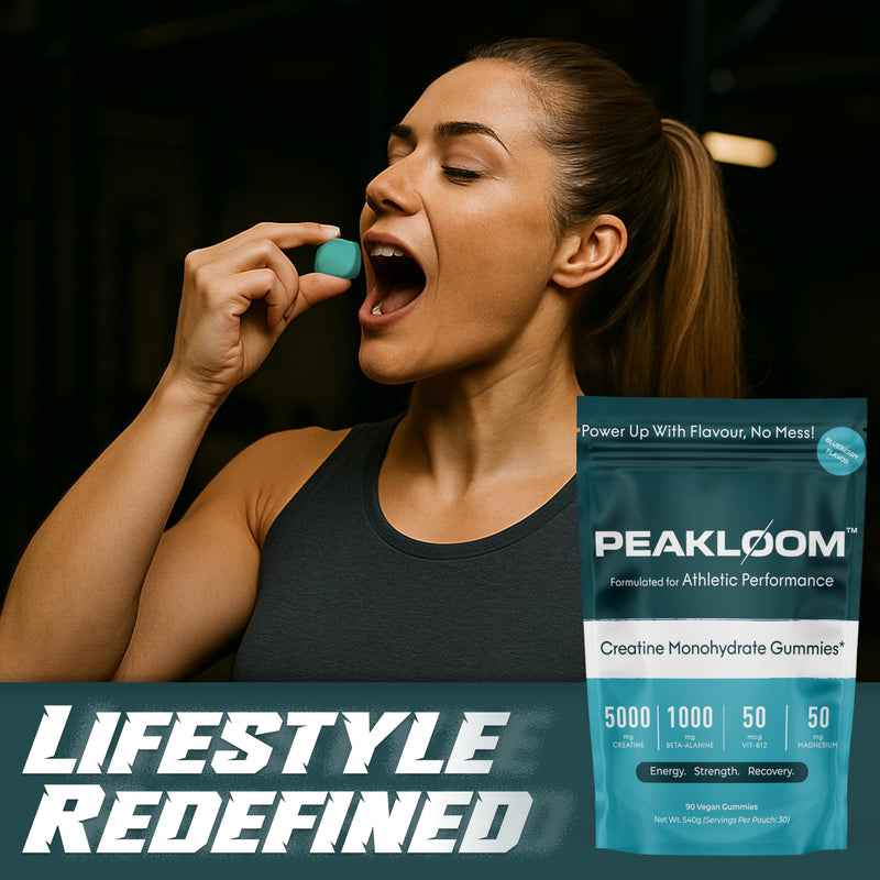 Creatine Monohydrate Gummies, 5000mg Creatine, 1000mg Beta-Alanine, with Added Magnesium & VIT B12, 90 Vegan Gummies, Gym Supplement for Men & Women (30 Day Supply, Blueberry Flavour)