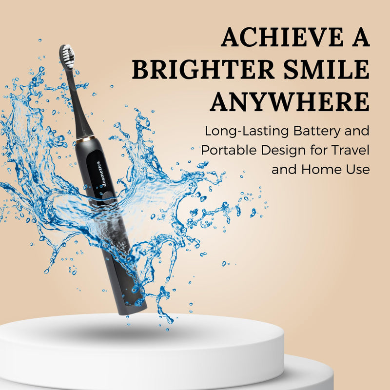 [Australia] - Electric Toothbrush for Adults, Sonic Toothbrush with Replaceable Heads and 15 Brushing Modes, Rechargeable Waterproof Toothbrushes for Plaque Removal with Charging Base and Travel Cap 