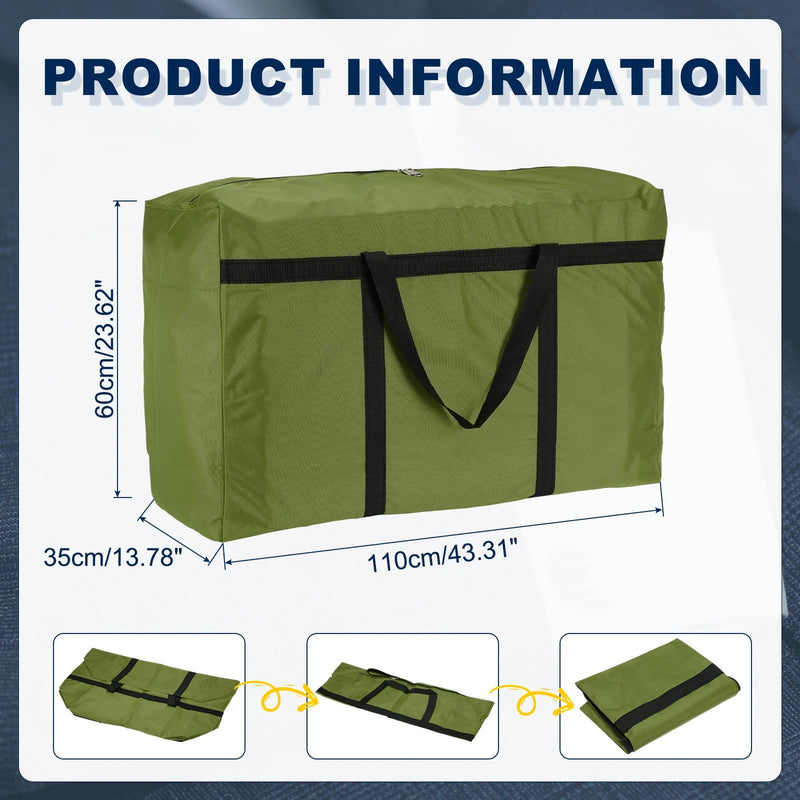 Extra Large Duffle Bag, 43 x 24 x 14 in Travel Big Duffle Bag with Zipper Handle Storage Foldable Waterproof Lightweight Bag for Women Men Travel Moving Camping (Green) Green