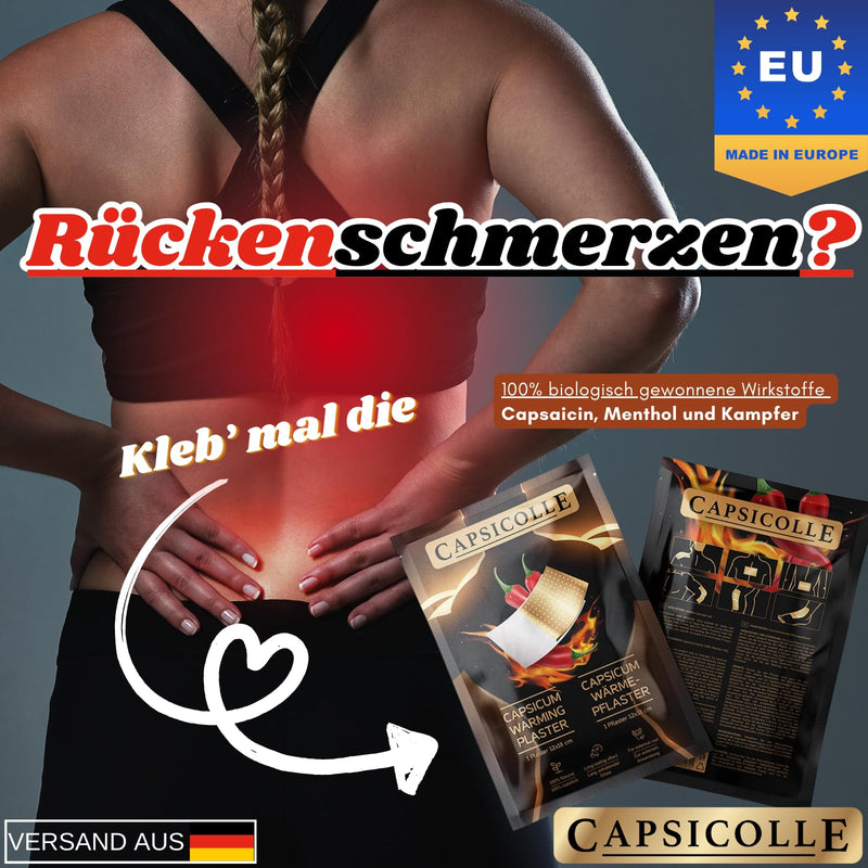 [Australia] - Capsicolle® Natural Capsaicin Heat Plaster 12x18 cm - Flexible, Long-Lasting Heat, For Back, Joint & Muscle Pain, Suitable for Sports, 100% Organic Active Ingredients (2) 2 