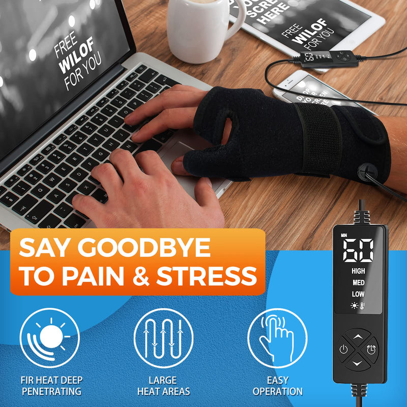 [Australia] - sticro Wrist Thumb Brace Heating Pad for Arthritis and Carpal Tunnel Relief, Hand Heating Pad for Sprains Trigger Thumb, Tendonitis Pain Relief - Left Right Hand (L/XL) L/XL Black Wrist Thumb Brace 