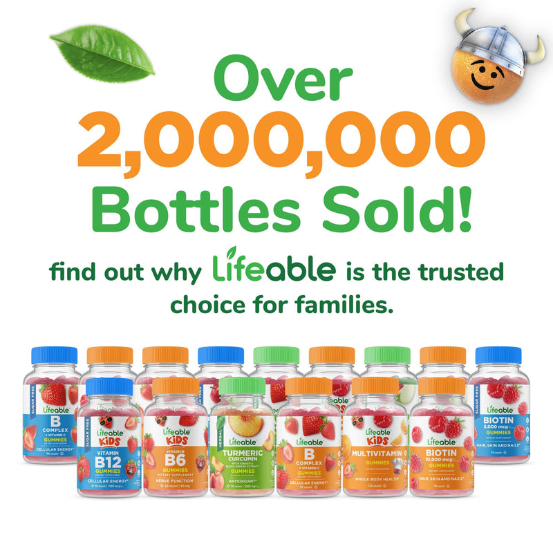 Lifeable Kids Multivitamin Gummies | Great Tasting Multivitamin for Kids | with Vitamins A, C, D, E, B6, B12, Zinc, Biotin, Folic Acid, Iodine, Niacin | for Overall Body Health | 90 Gummies