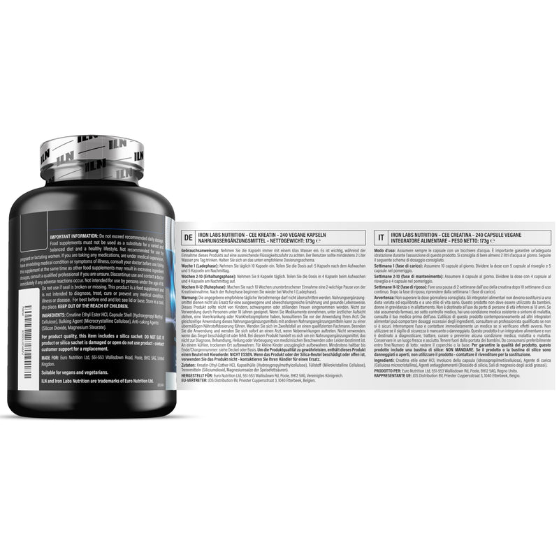 Creatine Ethyl Ester Capsules – 3600mg CEE – Advanced Creatine Supplement – Vegan & Vegetarian (240 Capsules)
