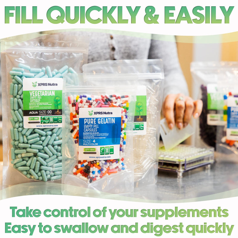 XPRS Nutra Size 3 Empty Capsules - 1000 Count Empty Gelatin Capsules - Pills DIY Capsule Filling - Fillable Pure Bovine Pill Gel Caps for Do-It-Yourself Supplements (Gold) 1000 Count (Pack of 1) Gold