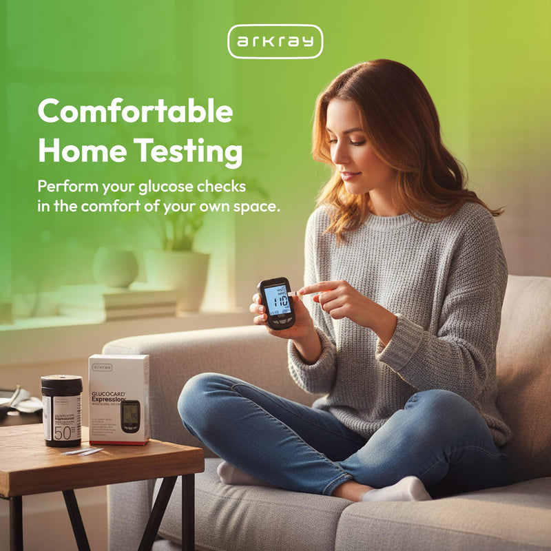 ARKRAY GLUCOCARD Expression Blood Glucose Test Strips - No Coding, 0.8 Microliter & Fast 6-Second Results - Compatible with GLUCOCARD Expression Blood Glucose Meter - 150 Count (3 Packs of 50)