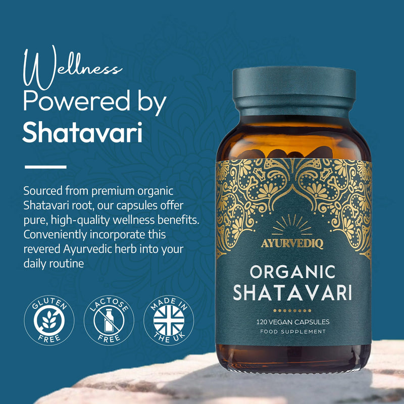 Organic Shatavari Capsules 120, 500mg – Natural Pure Shatavari Powder for Breast Milk, Hormone Balance for Women – Soil Association Certified - Vegan Ayurveda Products 120 count (Pack of 1)