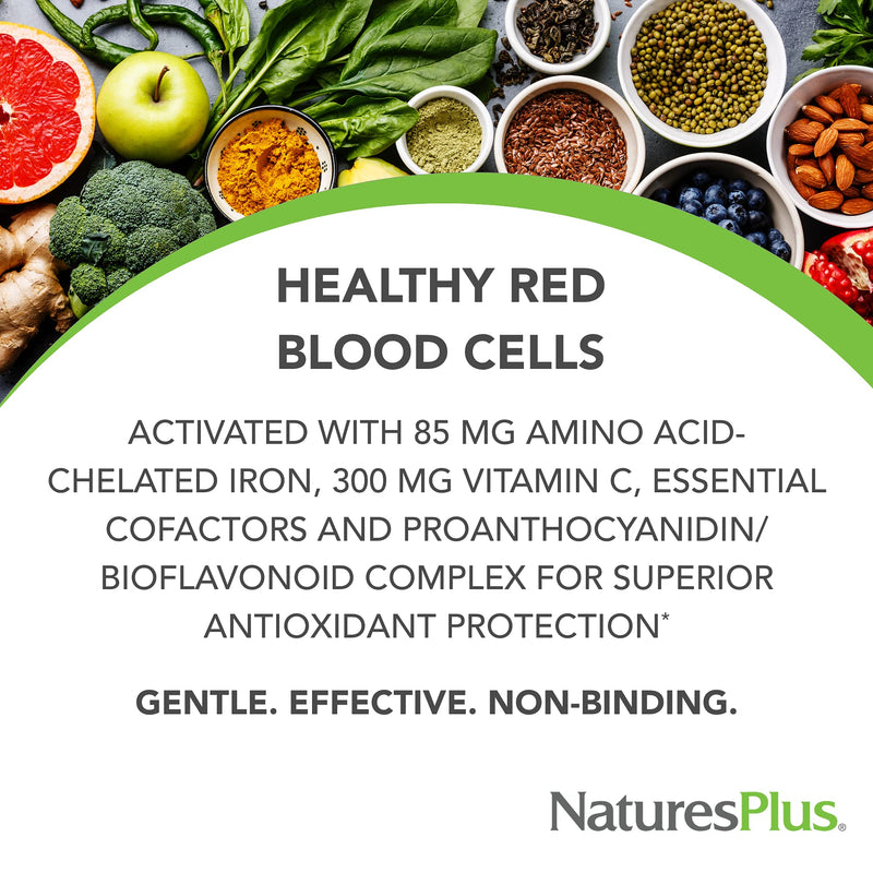 [Australia] - NaturesPlus Hema-Plex Iron - 60 Fast-Acting Softgels - 85 mg Elemental Iron + Vitamin C & Bioflavonoids for Healthy Red Blood Cells - Vegan, Gluten Free - 20 Servings 1 