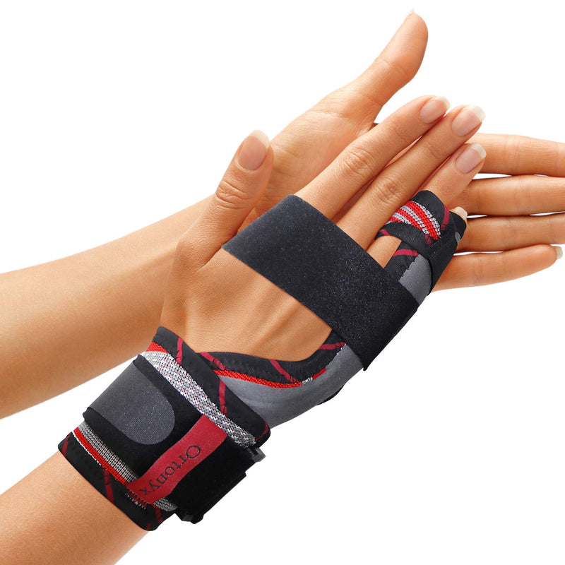 [Australia] - ORTONYX Pinky Finger Splint Wrist Immobilizer Brace - Boxer Fracture for 4th & 5th Finger, Ulnar Gutter Support, Metacarpal Tunnel Syndrome, Breathable & Adjustable for Left or Right Hand / KB434 Gray One size Gray/Red/Black 