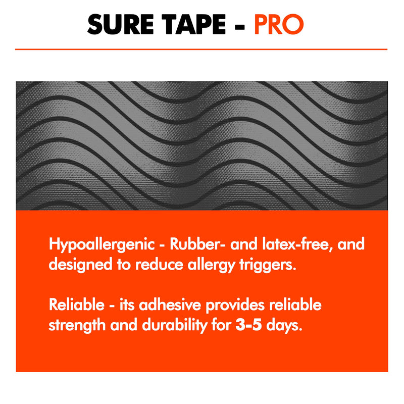 [Australia] - Sure Tape Water Resistant pro Synthetic Kinesiology Tape Roll Therapeutic Sports Tape Latex Free, 20 Precut, 10” Strips 