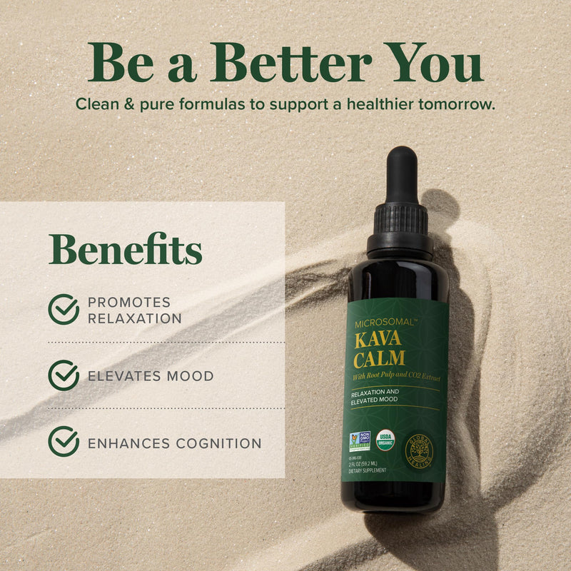 [Australia] - Global Healing Center - Organic Kava Calm - MicroSomal Tech, Pure Kava Drops - Induce Calmness, Particularly Those Involved with GABA 