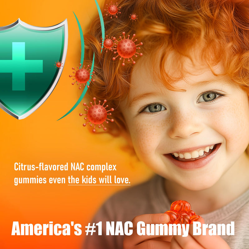 [Australia] - Sugar-Free NAC Gummies (Immune Support Complex) N-Acetyl Cysteine, Vitamin C & Zinc - Supports Respiratory Health, Liver Detox & Cleanse, Kidney Function, NAC Supplement for Kids and Adults - Vegan NAC Immune Complex Gummies 