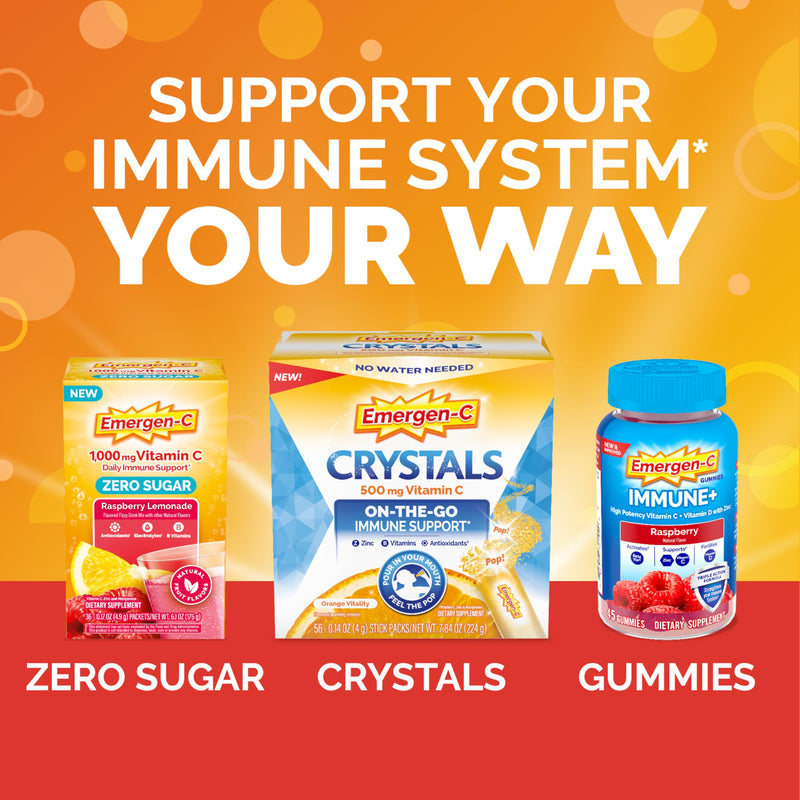 [Australia] - Emergen-C 750mg Vitamin C Gummies for Adults, Immunity Gummies with B Vitamins, Gluten Free, Orange, Tangerine and Raspberry Flavors - 45 Count 