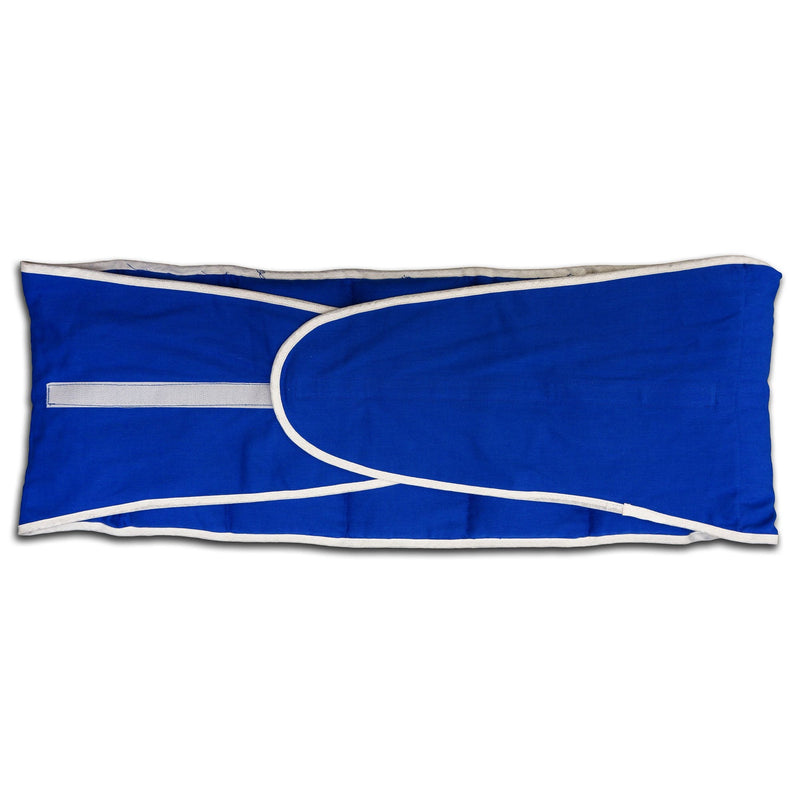 [Australia] - Heat belt cherry stone pillow. Belt with Velcro fastener - approx. 135cm - 7-chamber. Heat cushion back XXL grain cushion - organic fabric gentian blue cherry stones 