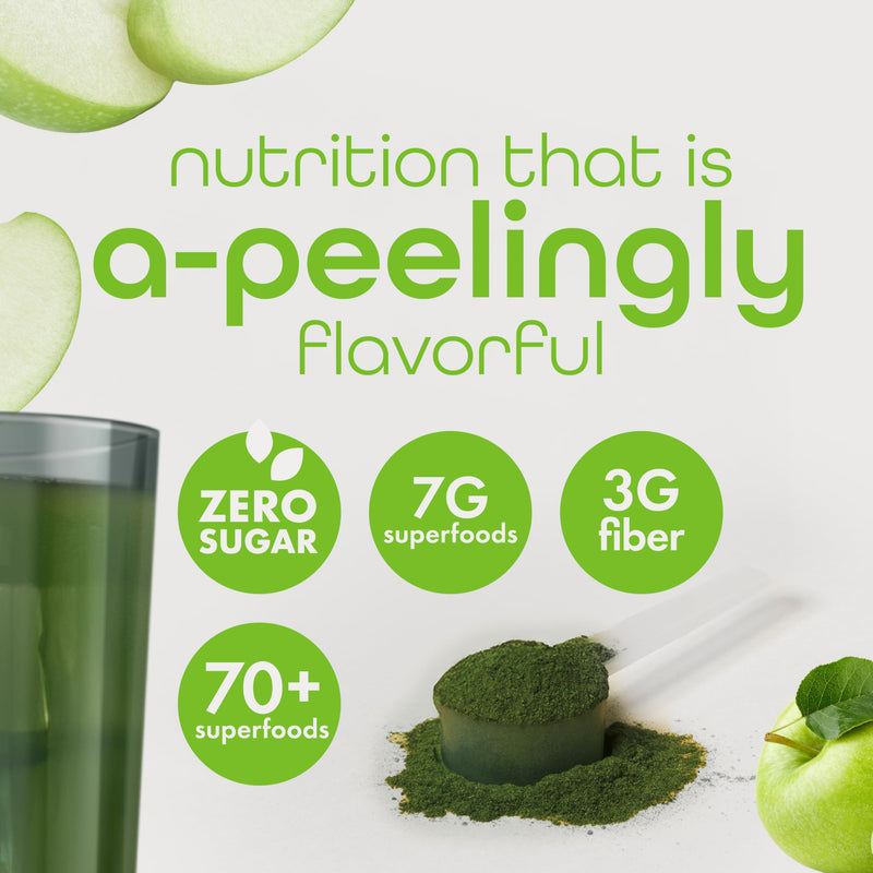 [Australia] - Zena Nutrition Organic Super Greens Powder, 70+ Superfoods, 0 Sugar, 3G Fiber, Spirulina, Chlorella, Antioxidants, Prebiotics/Probiotics, Digestive Enzymes, Green Apple, 30 Servings 
