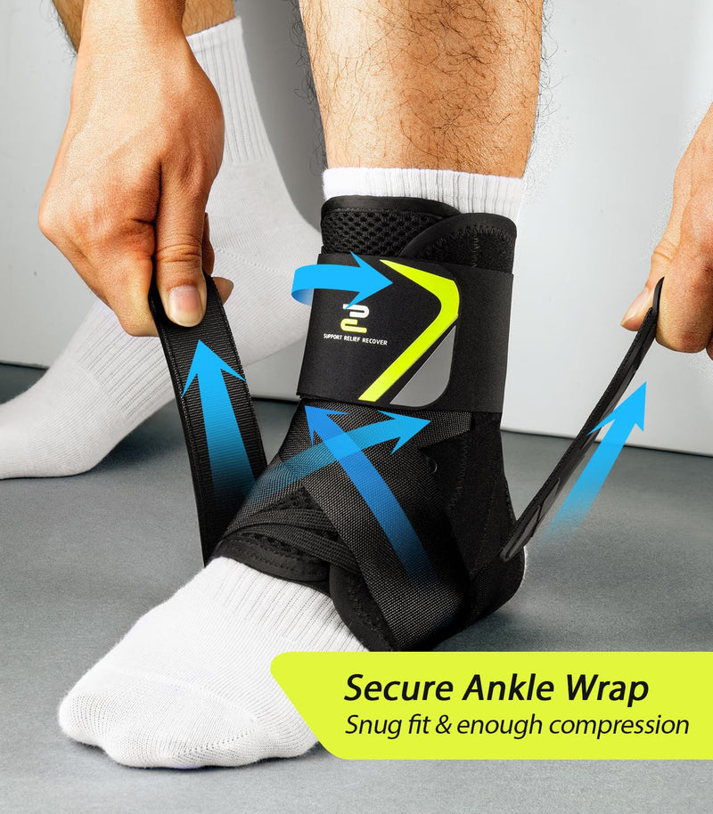[Australia] - Quick Lace Up Ankle Brace with Side Stabilizing Pads, Slim Fit Ankle Support Brace, Adjustable & Breathable Ankle Support for Men Women, Ankle Stabilizer for Sprain,Injury Recovery,Sports,M M (Ankle size:12"-13")/Pack of 1 Black 
