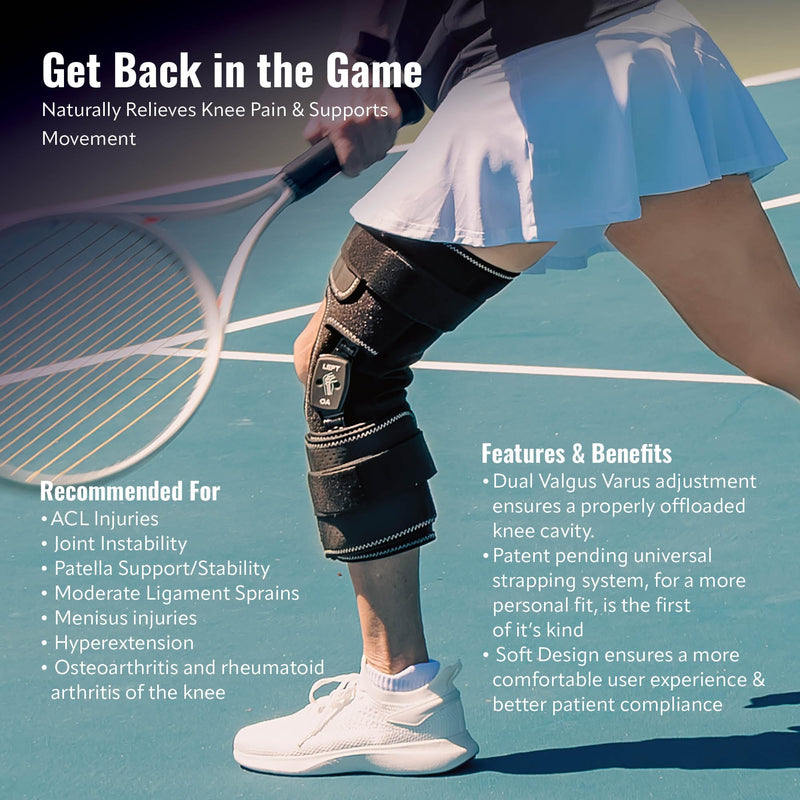 [Australia] - Comfort+ Soft Osteoarthritis Dual Adjustment (OA) Knee Brace for ACL & Meniscus & Hyperextension, Patella Stabilizer, Knee Sleeve, Knee Brace for Women and Men, Universal Regular Size, Right 