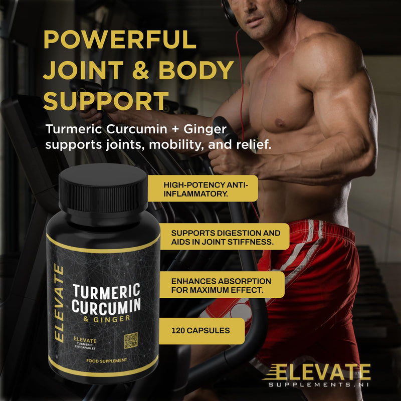 Turmeric Curcumin Capsules 1260mg with Black Pepper & Organic Ginger | 95% Curcuminoids | Enhanced Absorption Formula | Vegan, Non-GMO | 120 Capsules
