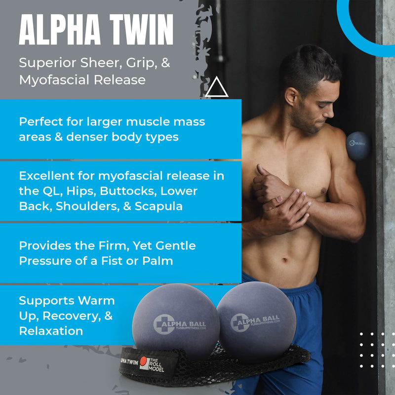 [Australia] - Tune Up Fitness – Alpha Twin Set in Tote | Larger Sized Yoga Massage Therapy Balls | Trigger Point Ball, Myofascial Release and Pain Relief for Upper & Lower Back, IT Band, QL, Hamstrings, Glutes 