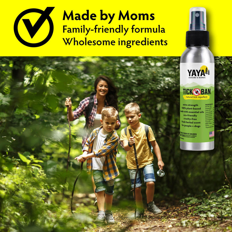 [Australia] - Yaya Organics Tick Ban | Extra Strength Tick Repellent Made with Essential Oils and All Natural, DEET Free Ingredients | Proven Effective, Safe for Adults, Kids and Dogs | 4 Ounce 2 Pack 
