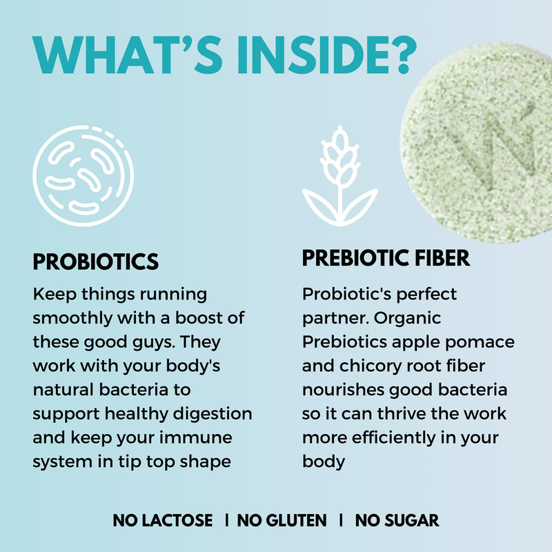WELLBEING NUTRITION Daily Probiotic + Prebiotic| Plant Based |18 Billion CFU, 6 Strains for Men & Women with Organic Prebiotic Fiber for Digestion, Gut Health, Metabolism | 42 Effervescent Tabs 21 Count (Pack of 2)