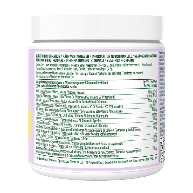 Bloom Nutrition Pre-Workout Drink Mix with Beta Alanine, Ginseng & L-Tyrosine, Green Tea Extract Caffeine, Amino Acid Blend, Sugar-Free Powder, Raspberry Lemonade