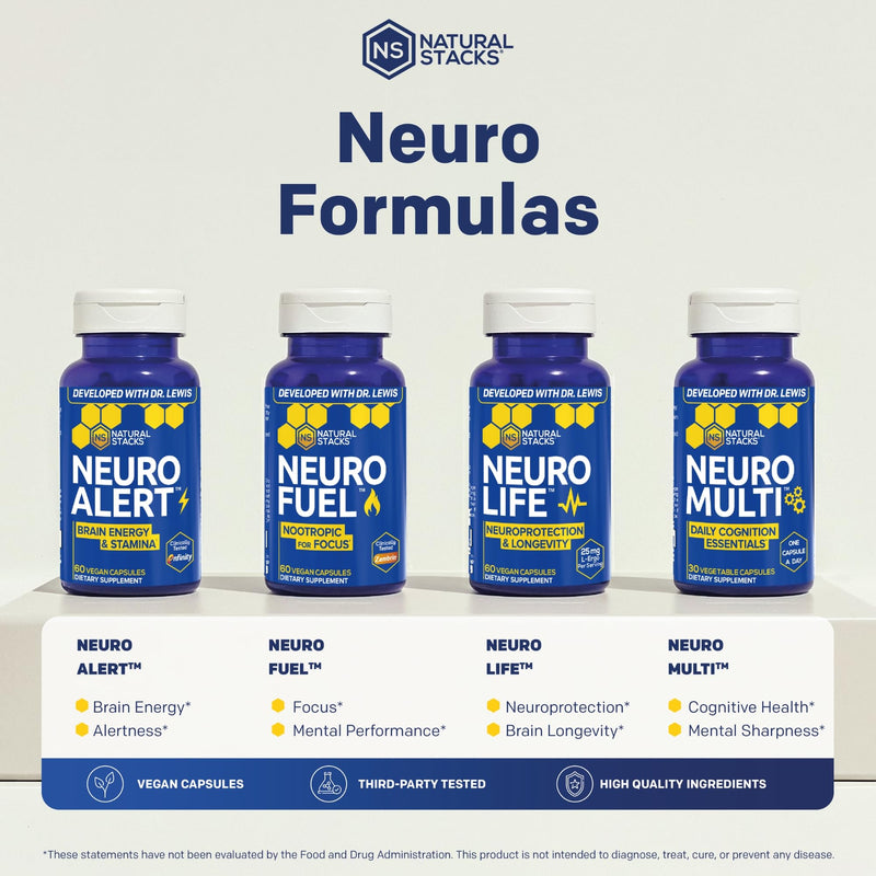 NeuroMulti Daily Multivitamin For Women & Men, With 200mg CoQ10 - 30 Count | 10 In 1 Brain Health Complex - One Capsule Per Day - Supports Cognition & Brain Function - Non-GMO - Natural Stacks