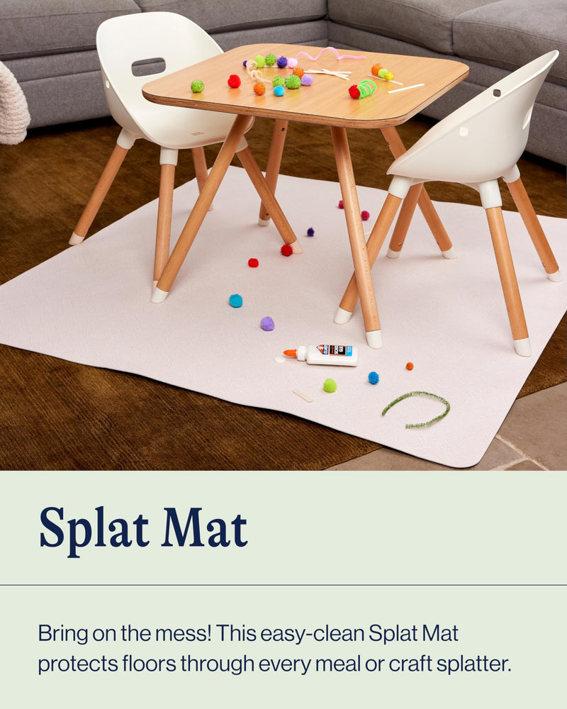 [Australia] - Lalo Splat Mat - Double-Sided Vegan Leather Wipeable Baby High Chair Mat, Modern Design - Perfect for Mealtime & Playtime, Easy to Clean - 47 x 47 Inches, Wickerwork Grey 