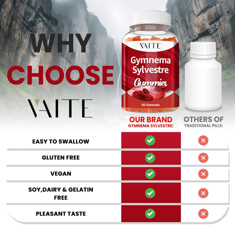[Australia] - VAITE Gymnema Sylvestre Supplements 600mg ‚Äì 20:1 Leaf Extract Gummies, Non-GMO, Gluten-Free, Vegan-Friendly, Made with Plant-Based Ingredients, with Antioxidant Properties, 60 Chewable Gummies 