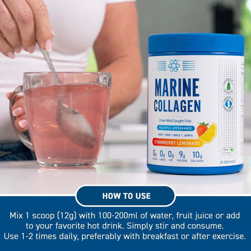 Applied Nutrition Marine Collagen Powder - Hydrolysed Collagen Protein, Healthy Skin, Hair, Nails (Unflavoured) (300g - 25 Servings) Unflavoured